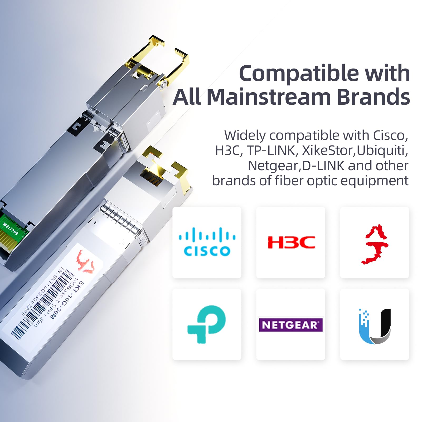 Module SFP+ RJ45 10G, Transceiver SFP+ 10GBase-T jusqu'à 30m, Cat6a/Cat7, Plug & Play