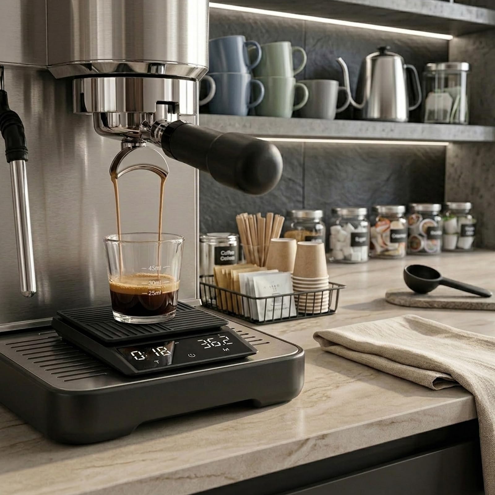 Mini Balance à Café Rechargeable Avec Minuteur 3kg 0,1g Électronique