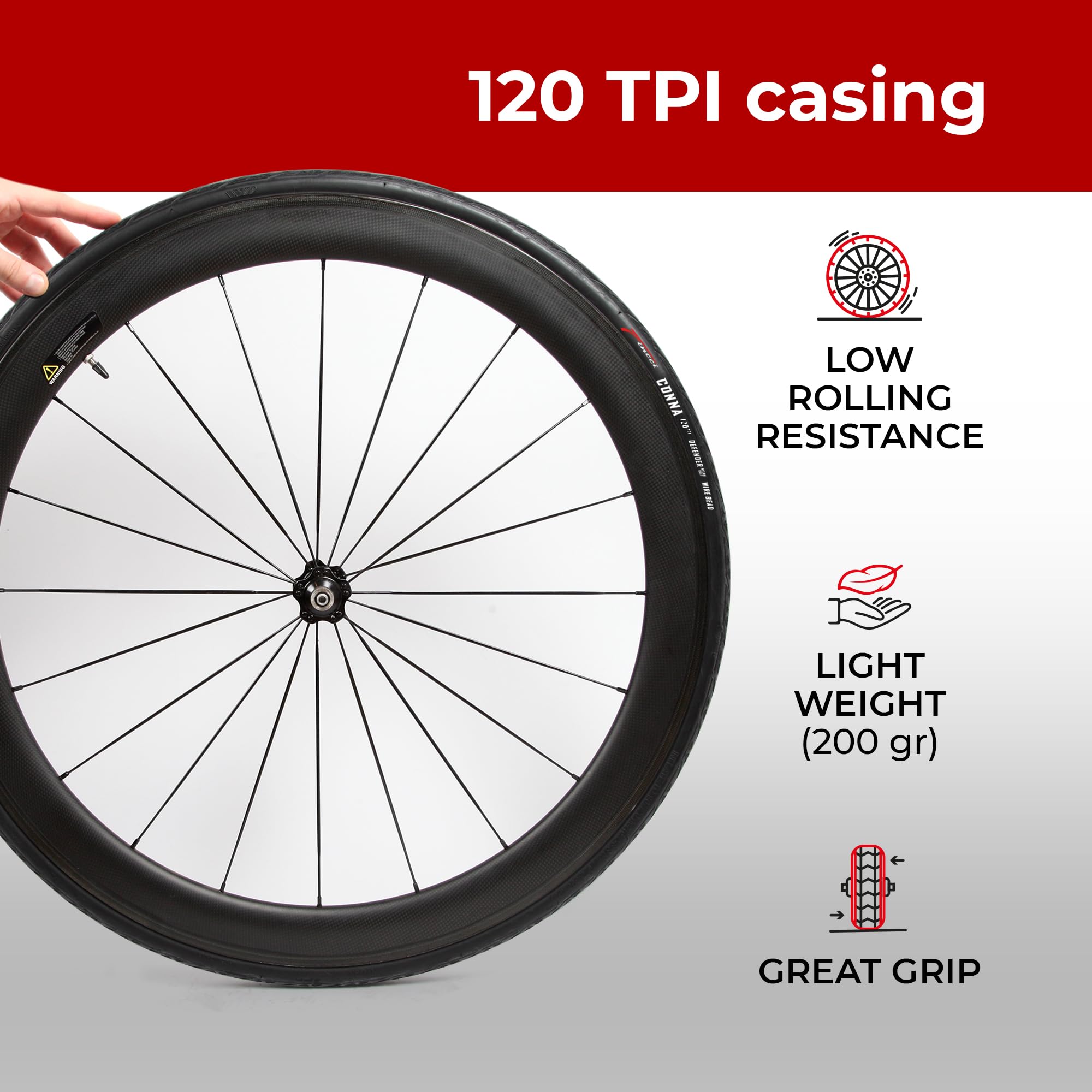 Fincci Pneu 700 x 25c 25-622 60 TPI pour Cycle Course Route Tournée
