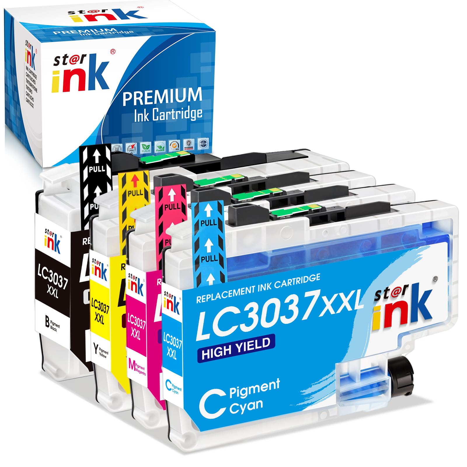 LC3037 XXL Ink Cartridges Replacement for Brother LC3037 Ink Cartridge Compatible with Brother MFC-J5845DW Ink MFC-J6545DW MFC-J6945DW MFC-J5945DW Printer LC3037 bk/c/m/y Ink Cartridges-4Pk