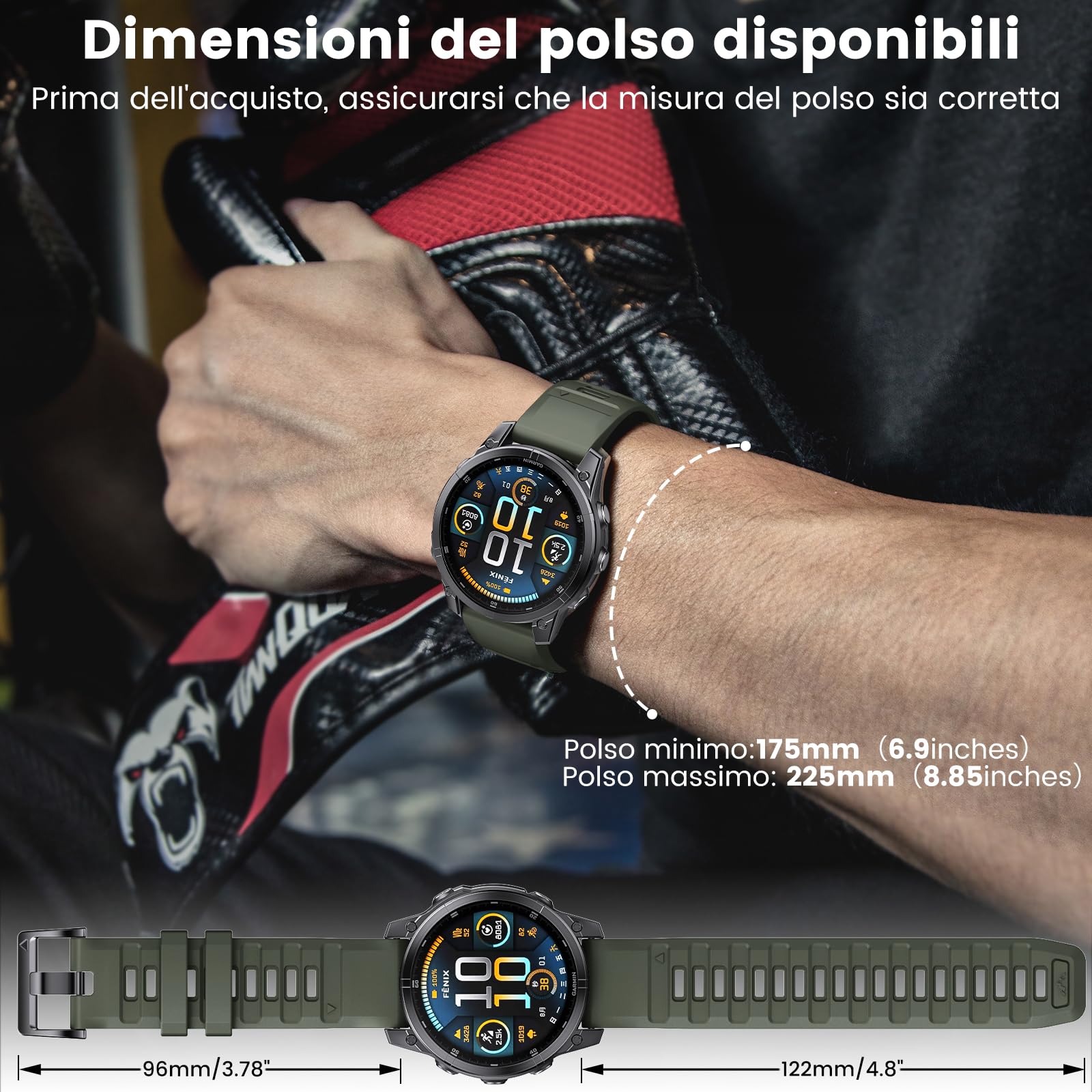 Bracelet Silicone Compatible Garmin Fenix 7/6/5/8 - Quickfit 22mm Pour Forerunner 945/955 - Noir Ou Couleurs Variées