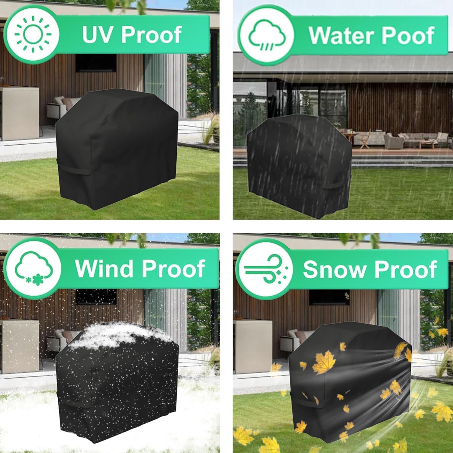 BBQ Cover,Barbecue Covers,BBQ Covers Waterproof Heavy Duty Large,Barbecue Cover,BBQ Covers-Oxford Fabric Waterproof (145X61X117) - 4