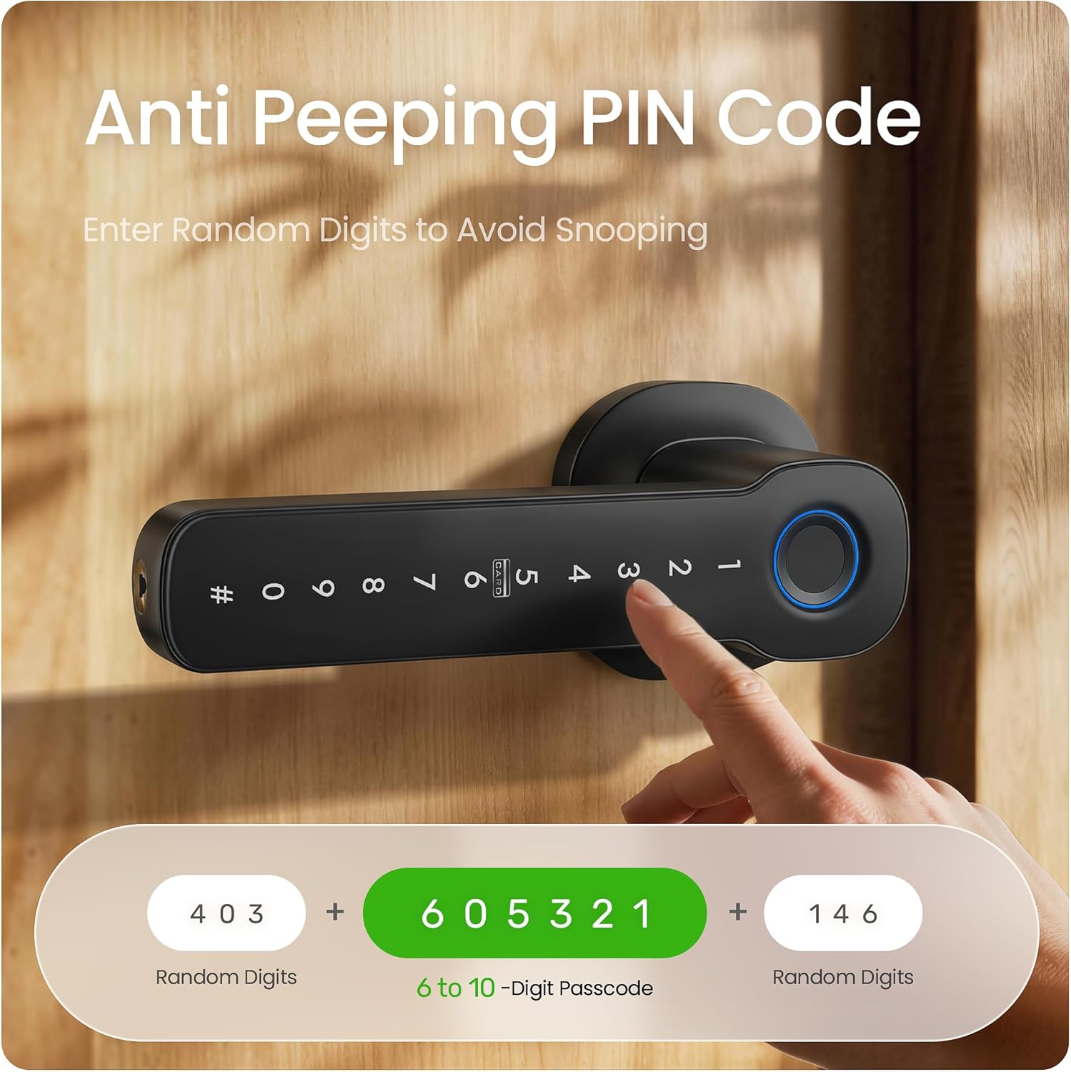 Leydebong Smart Door Lock with Fingerprint, IC Card and Keypad - 5-in-1 Keyless Entry Electronic Door Lock with App Control, Easy Installation, for Home Office Bedroom & Apartment