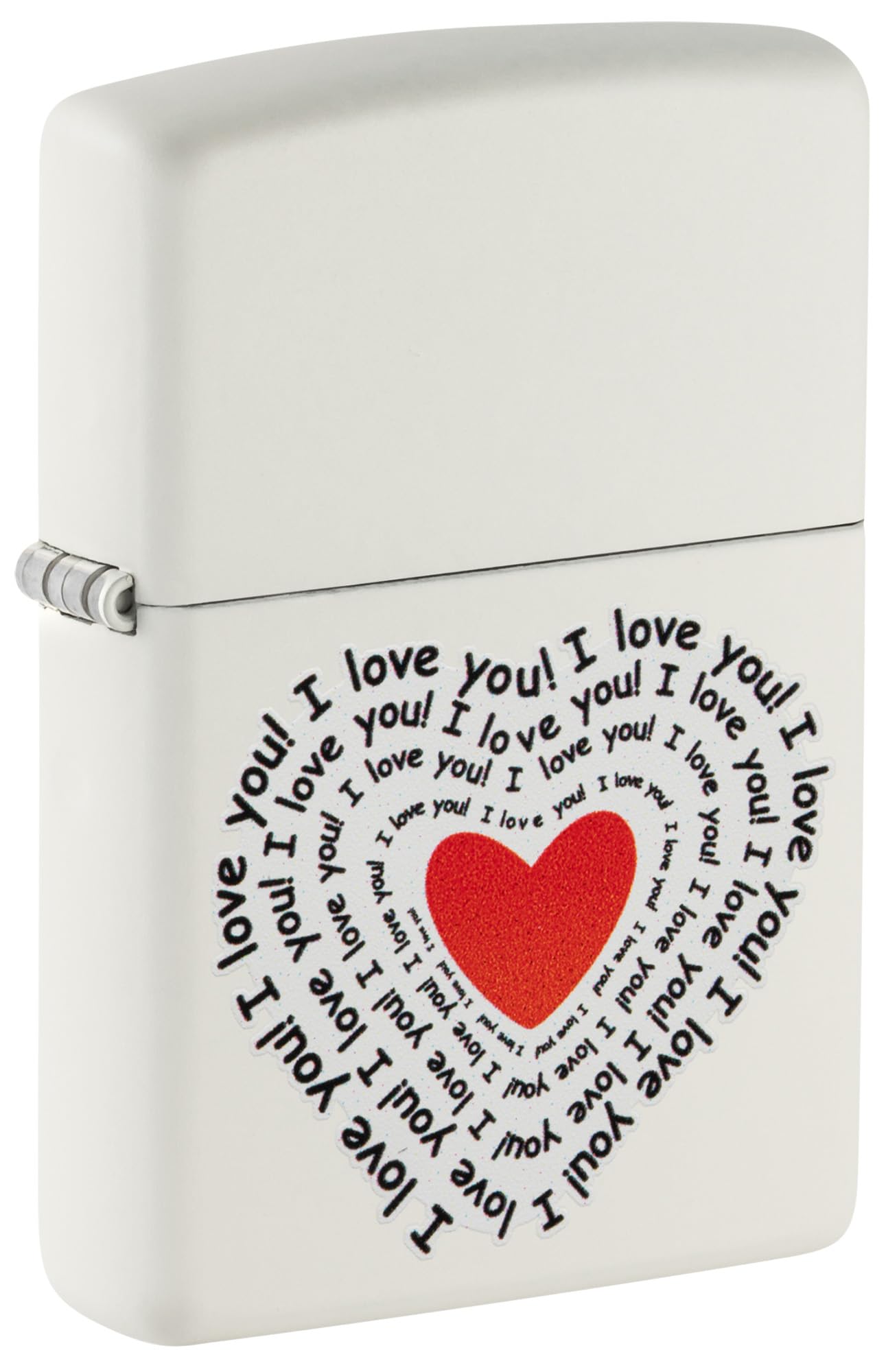 Zippo Encendedor a Prueba de Viento - Model I Love You - Acabado Blanco Mate con Color Image - Recargable - Reutilizable - Diseño a Prueba de Viento - Caja de Regalo Hecho en EEUU