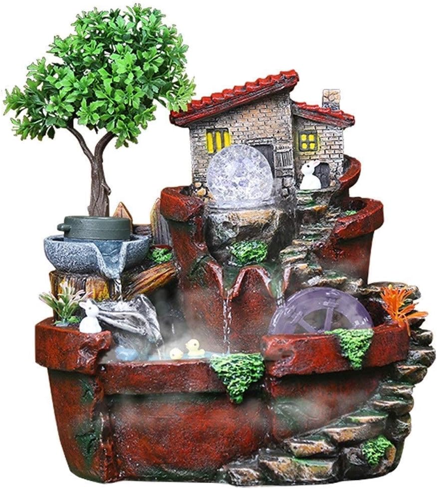 Creative Desktop Decoration Tabletop Water Fountain Creative Desktop Fountain Resin Rockery Fountain Fountain and Humidifier Home Indoor Water Landscape Micro Landscape Deskto