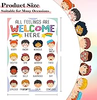 Vista 3 de FLYAB Tabla de sentimientos para niños – 11.2 x 16.5 pulgadas, decoración de aula de emociones elementales, póster de aprendizaje de salud mental