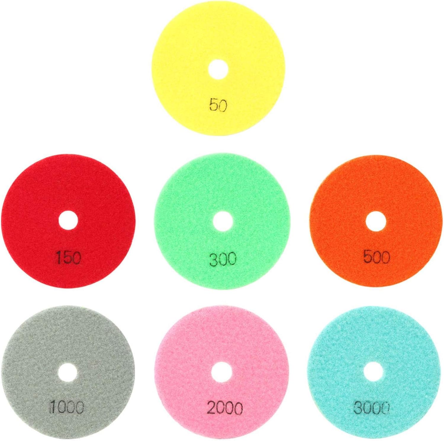 Marble Resin Polishing Pad Soft Grinding Disc for Stone Ceramics Glass 100mm Diameter 7Pcs