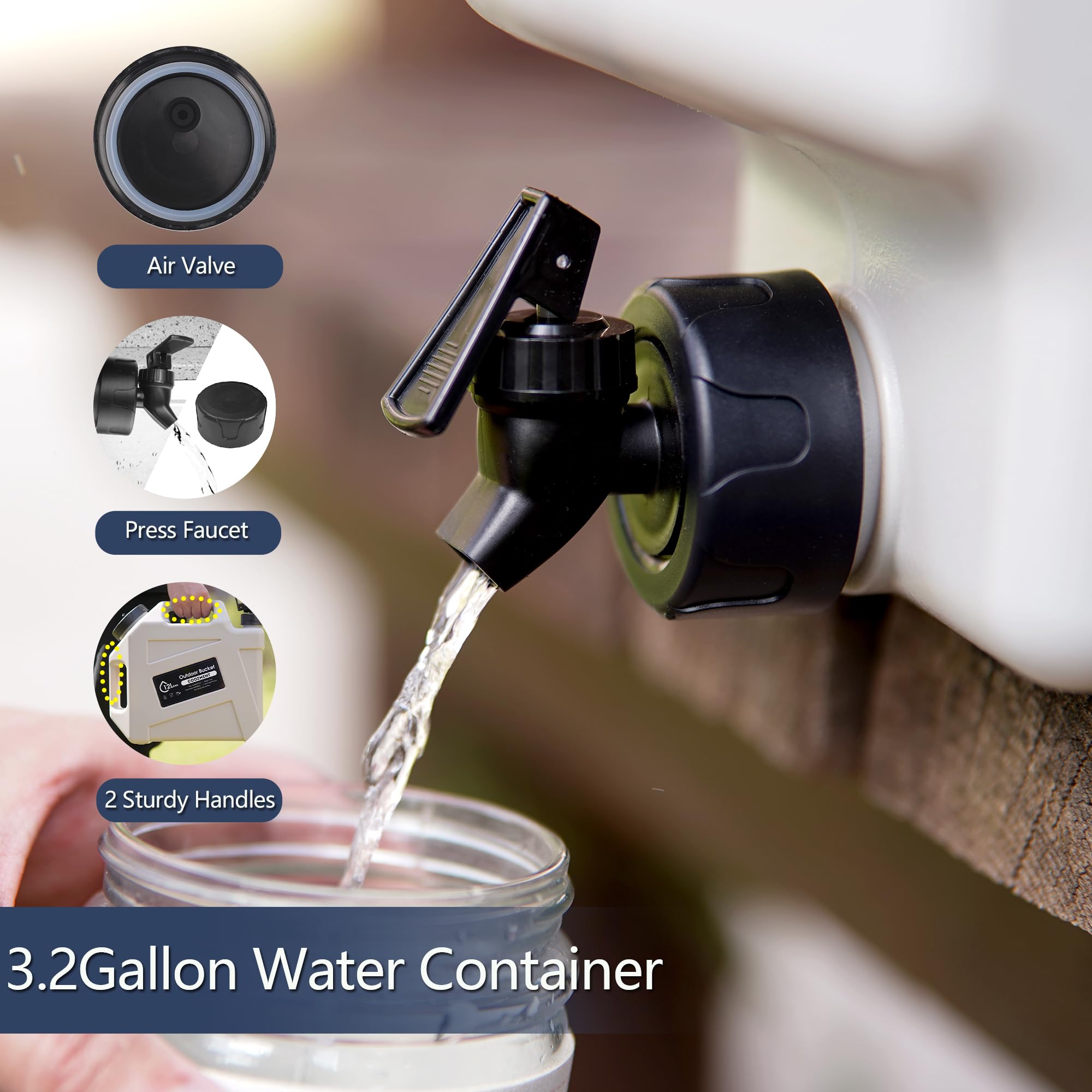 COOZMENT Tragbarer Wasserbehälter mit Zapfhahn, BPA-freier Wasserkrug, Weißwassertank, multifunktionaler Wasserspeicherbehälter für Camping, Outdoor, Wandern, Notfallstroage