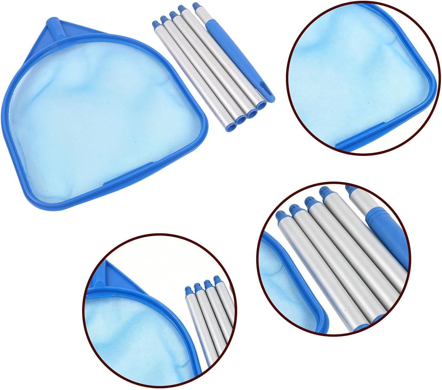 Portable Pool Skimmer, Long Handle Rake Net, Water Cleaning Tool | Fine Mesh Pool Skimmer Net for Fountain Spa Swimming Tub Backyard Patio