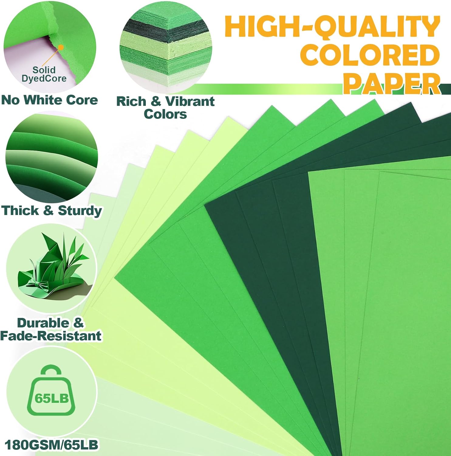  100 Sheets 8.5" X 11" Colored Cardstock, 5 Assorted Green Card Stock thumbnail