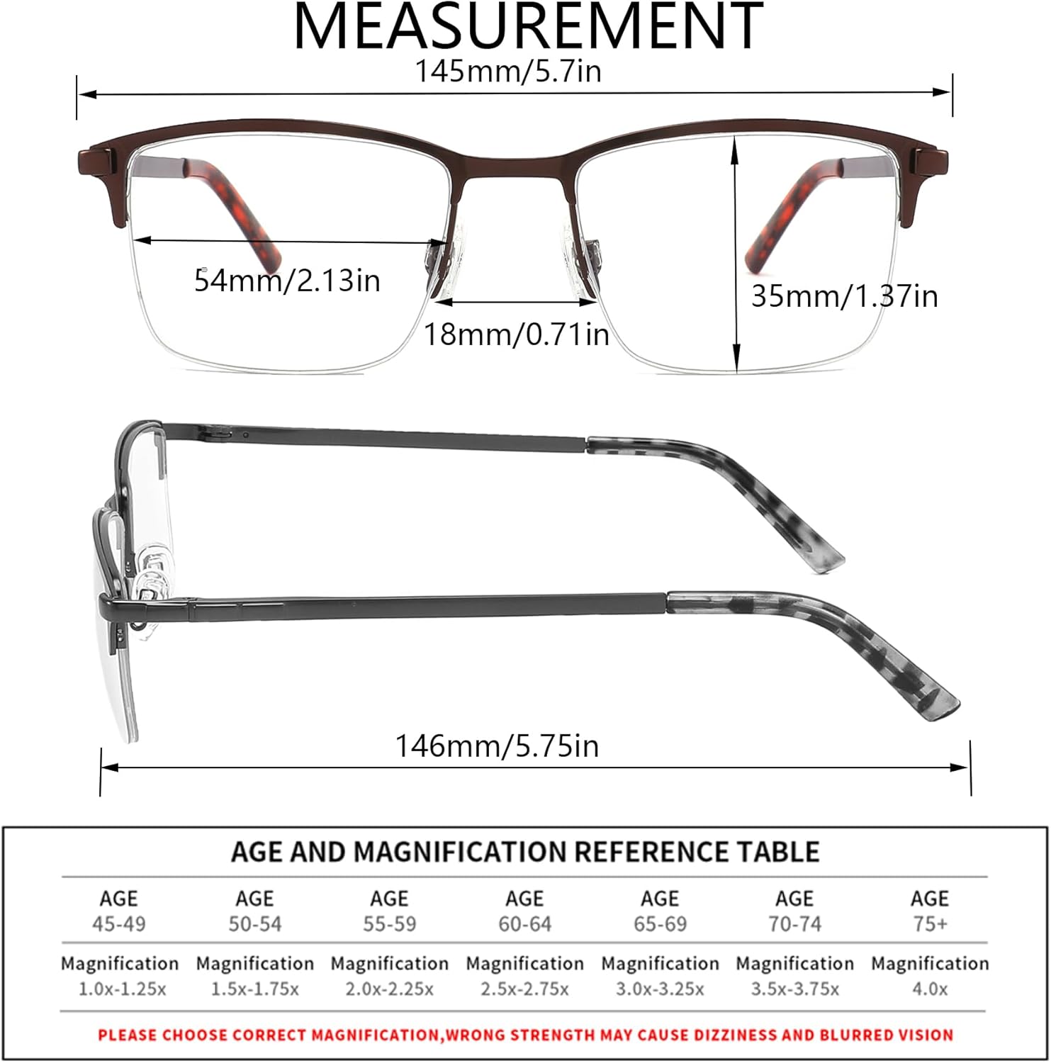 CRGATV 3-Pack Reading Glasses for Men Blue Light Blocking Fashion Metal Half Wide Frame Readers Semi Rimless Eyeglasses - Image 2