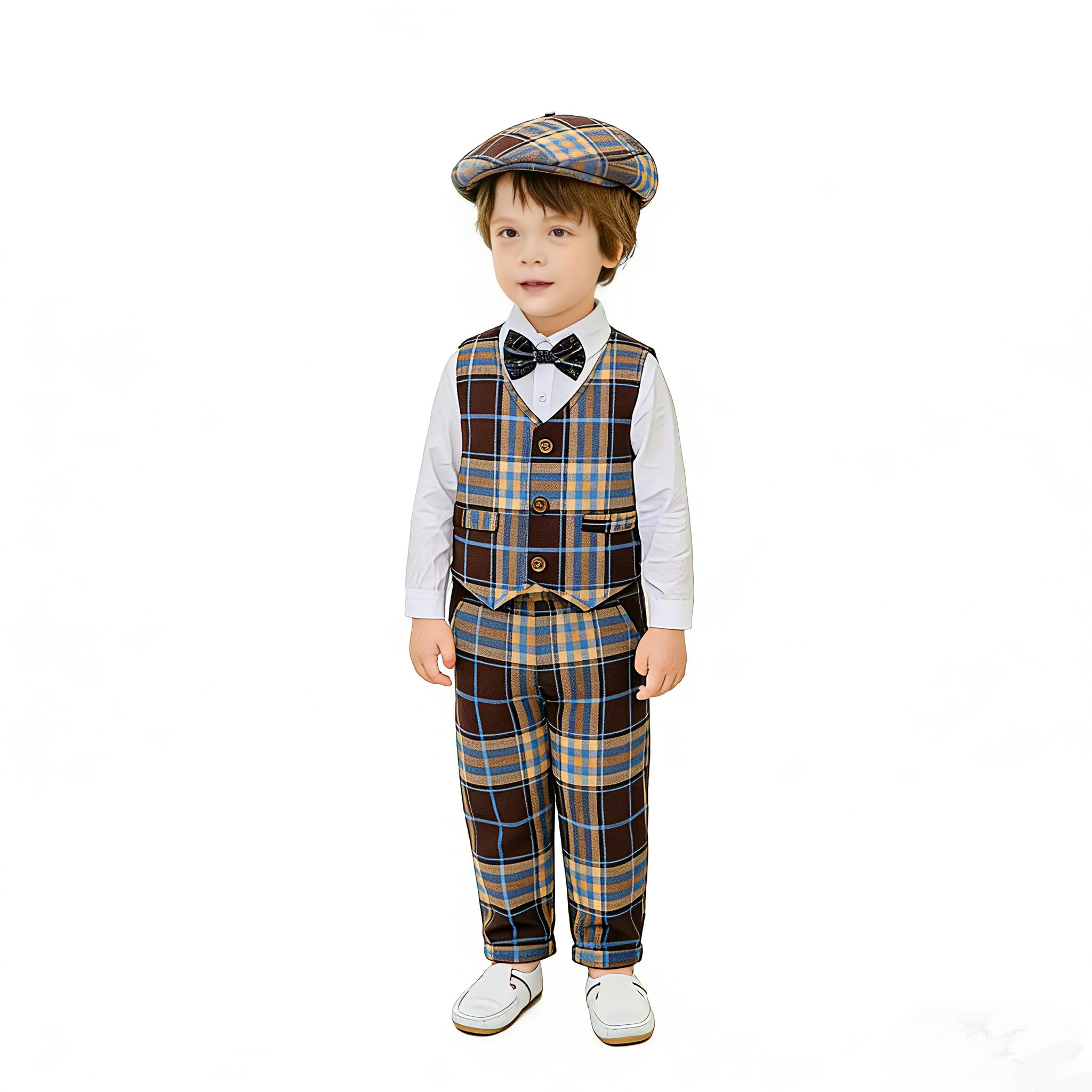 Baby Boys' 4-Piece Vest Set with Dress Shirt, Vest, Pants, and Tie