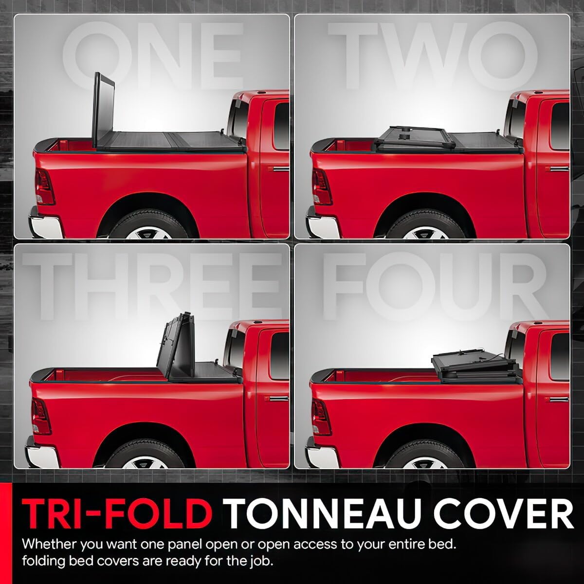 Hard Truck Bed Tri-Fold Tonneau Cover Compatible with 2007-2021 Tundra 6.5 Ft. Fleetside Bed Hard Folding
