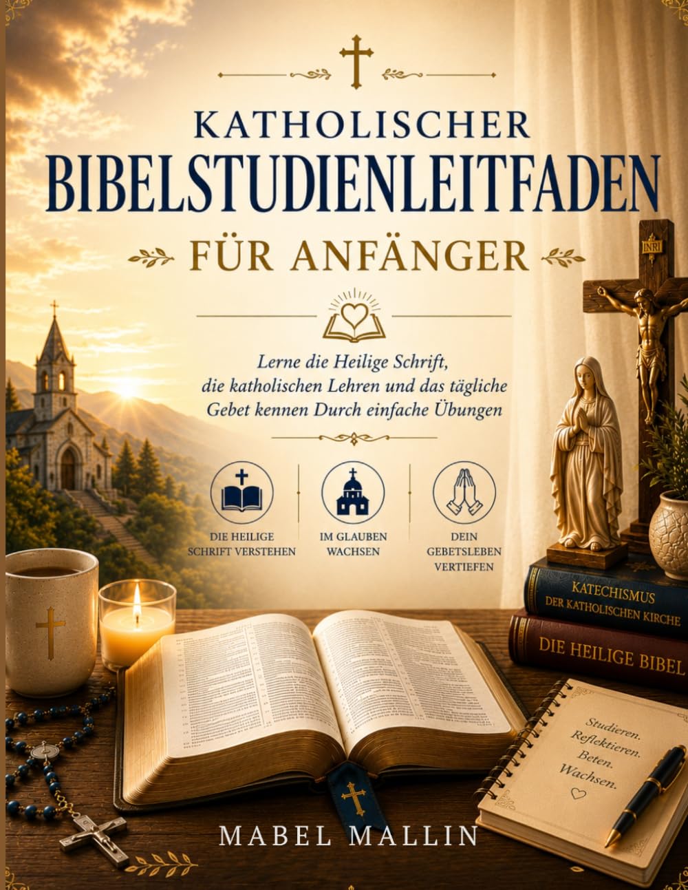 KATHOLISCHER BIBELSTUDIENLEITFADEN FÜR ANFÄNGER: Lerne die Heilige Schrift, die katholischen Lehren und das tägliche Gebet kennen Durch einfache Übungen