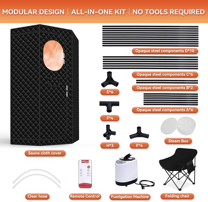 Sauna portátil para hogar Gozuna Negro 1300W 3L miniatura 9