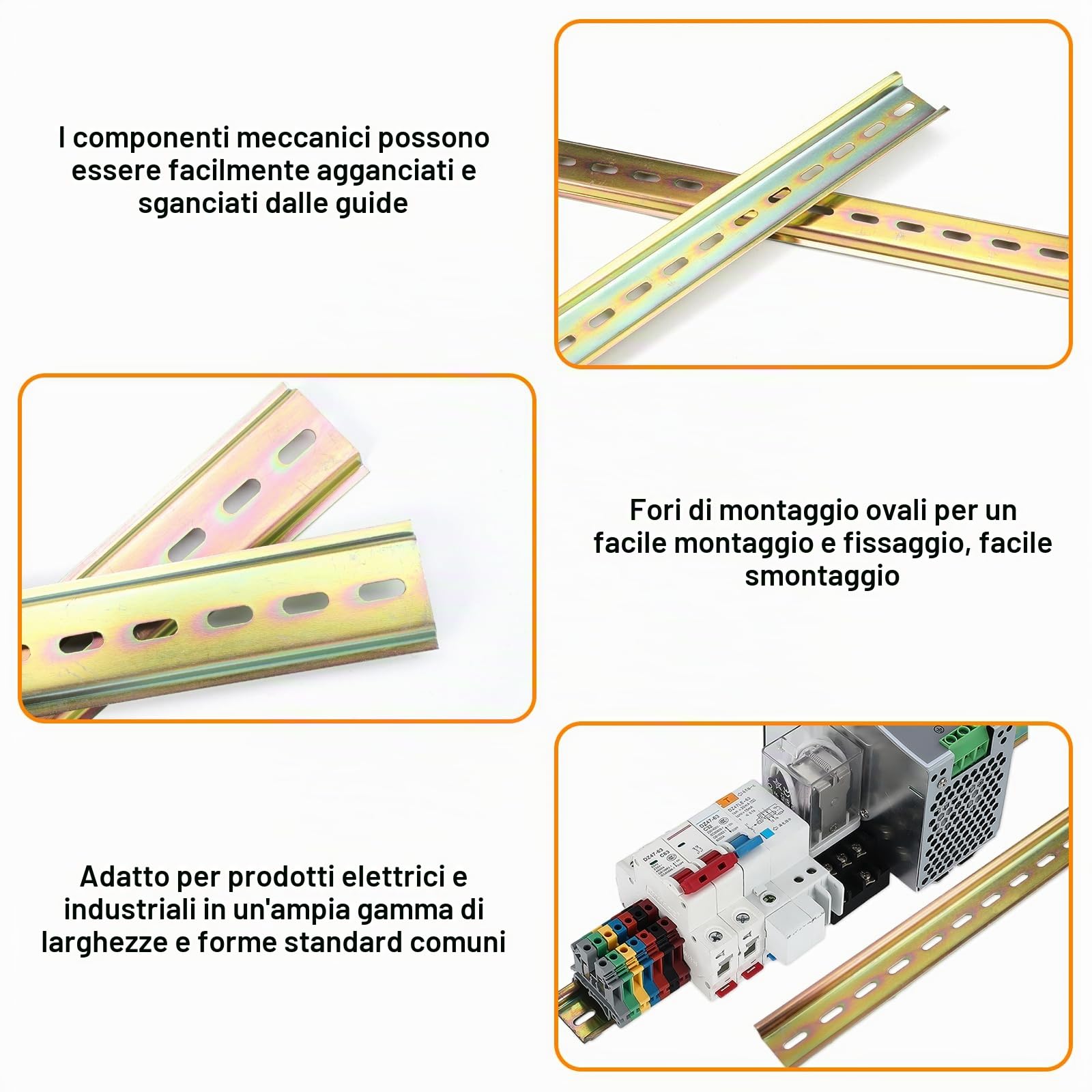 8 Pezzi Barra DIN di Montaggio Guida DIN, Barra Reggipensili Acciaio 3.5cm di Larghezza, 29.5cm di Lunghezza, 7.5mm di Altezza per Armadi di Distribuzione, Installazione di Quadri Elettrici