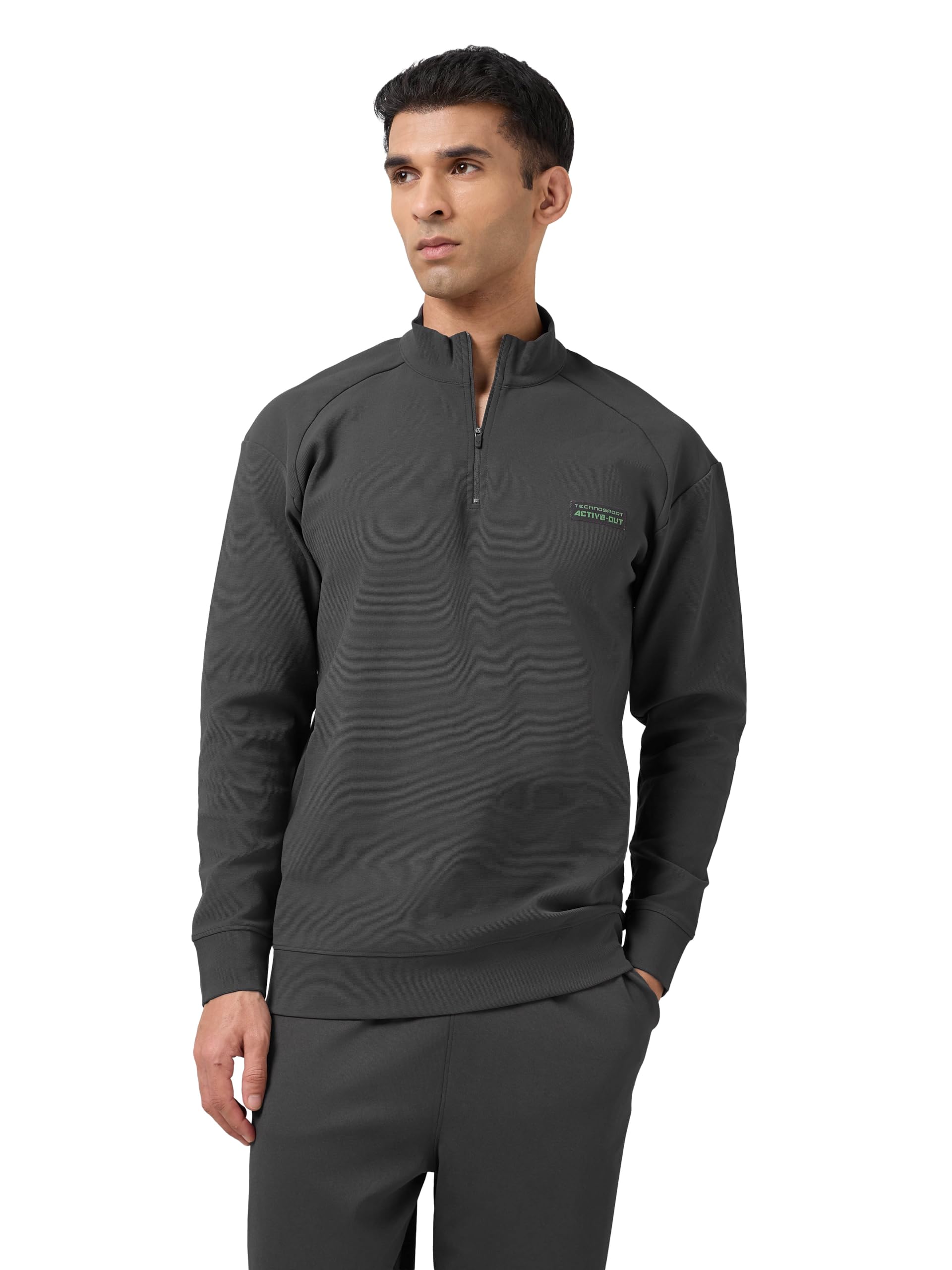 Men's Regular Fit Solid High Neck Full Sleeve Elastoplus Sweatshirt for Casual & Regular Use