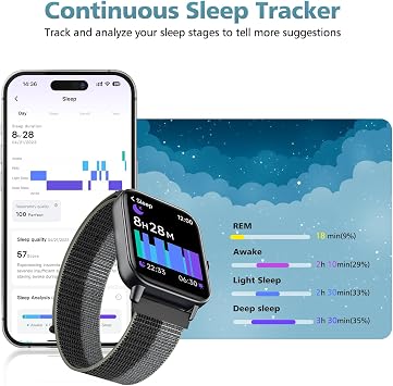 Smart Watches for Women, 1.85 Alexa Fitness Trackers with Call & SMS, Heart Rate, SpO2, Stress & Sleep Monitor, IP68 Waterproof Smartwatch for Android iPhone Samsung etc., 100+ Sports Modes, 2 Bands