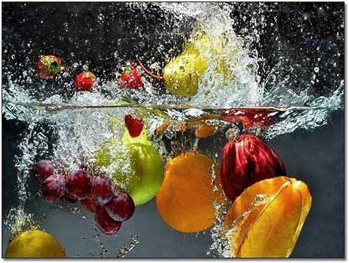 Lienzo colorido de frutas frescas para cocina diseño de piña naranja póster impreso moderno de alimentos para decoración de comedor cocina enmarcado