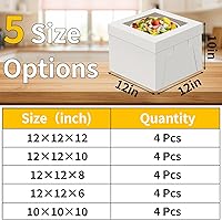 Vista 2 de WINKIO Paquete de 4 cajas para pasteles, contenedor desechable de transporte de pasteles, cajas blancas para panadería con ventana grande