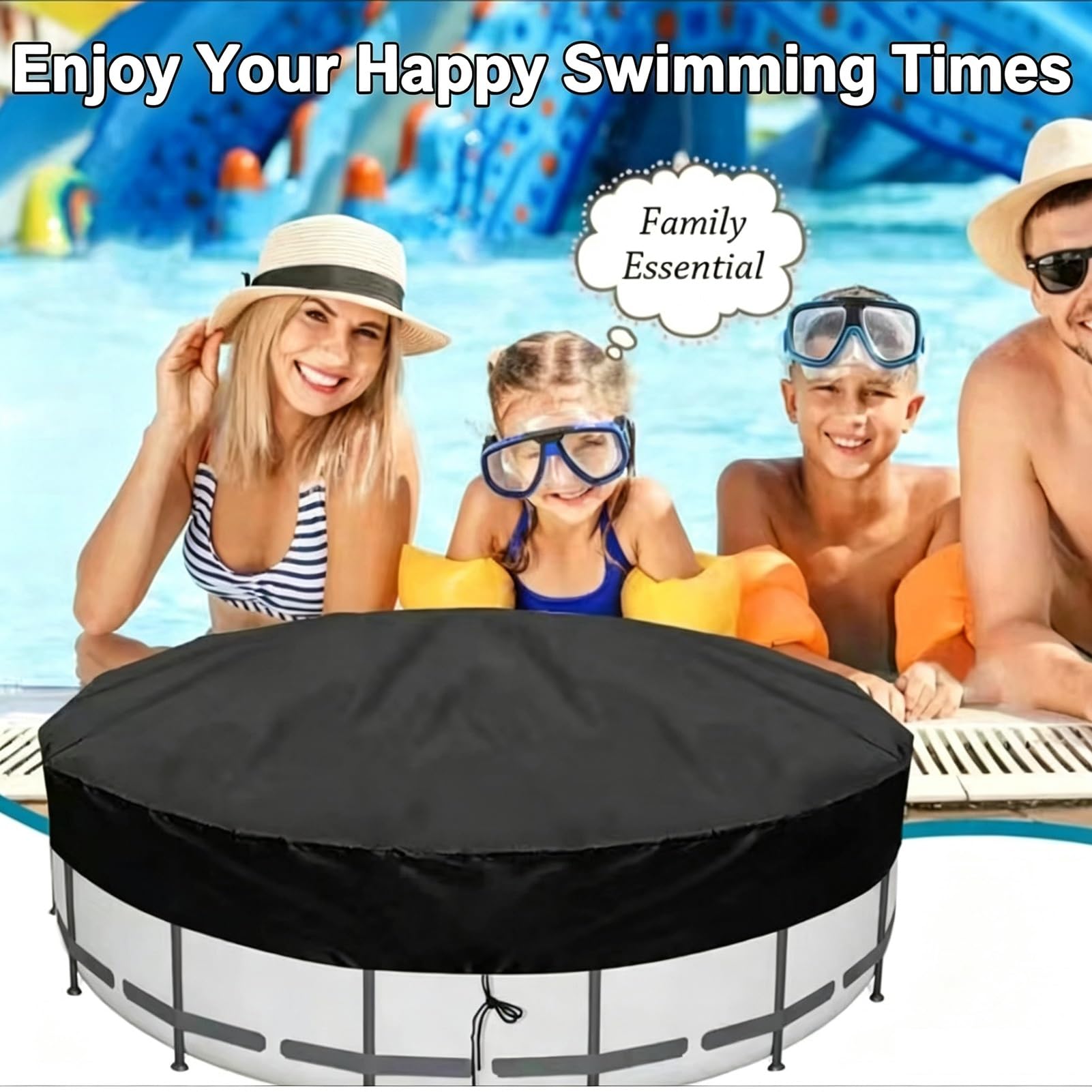 Telo di Copertura per Piscina Rotondo,copertura piscina fuori terra con coulisse e chiodi,antivento e protezione solare per piscine gonfiabili,vasche da bagno,trampolino(12FT(366 * 20cm))