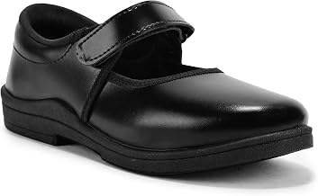 Girls Ballerina School Shoes | Black & White Uniform Shoes | Adjustable Hook & Loop Velcroo Closure | Memory Foam Cushion & Anti-Bacterial Technology | Lightweight, Comfortable, Durable & Anti-Skid