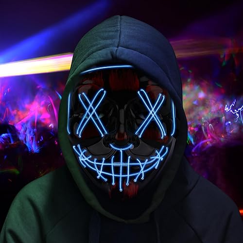 NICEMOVIC Máscara de Halloween con luz LED para Halloween Festival Máscara LED