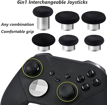 13イン1メタルサムスティック Xbox Elite Series 2コントローラー用 Eliteシリーズ2コアコントローラーアクセサリー 交換用磁気パドルキット ジョイスティック6本、パドル4個、Dパッド2個、ツール1個シルバー。