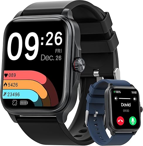 AKUMAKA Smart Watch for Men(AnswerMake Calls), 1.85'' Bluetooth Smart Watch for Android Phones and iOS, Fitness Tracker Watch with Heart RateBlood