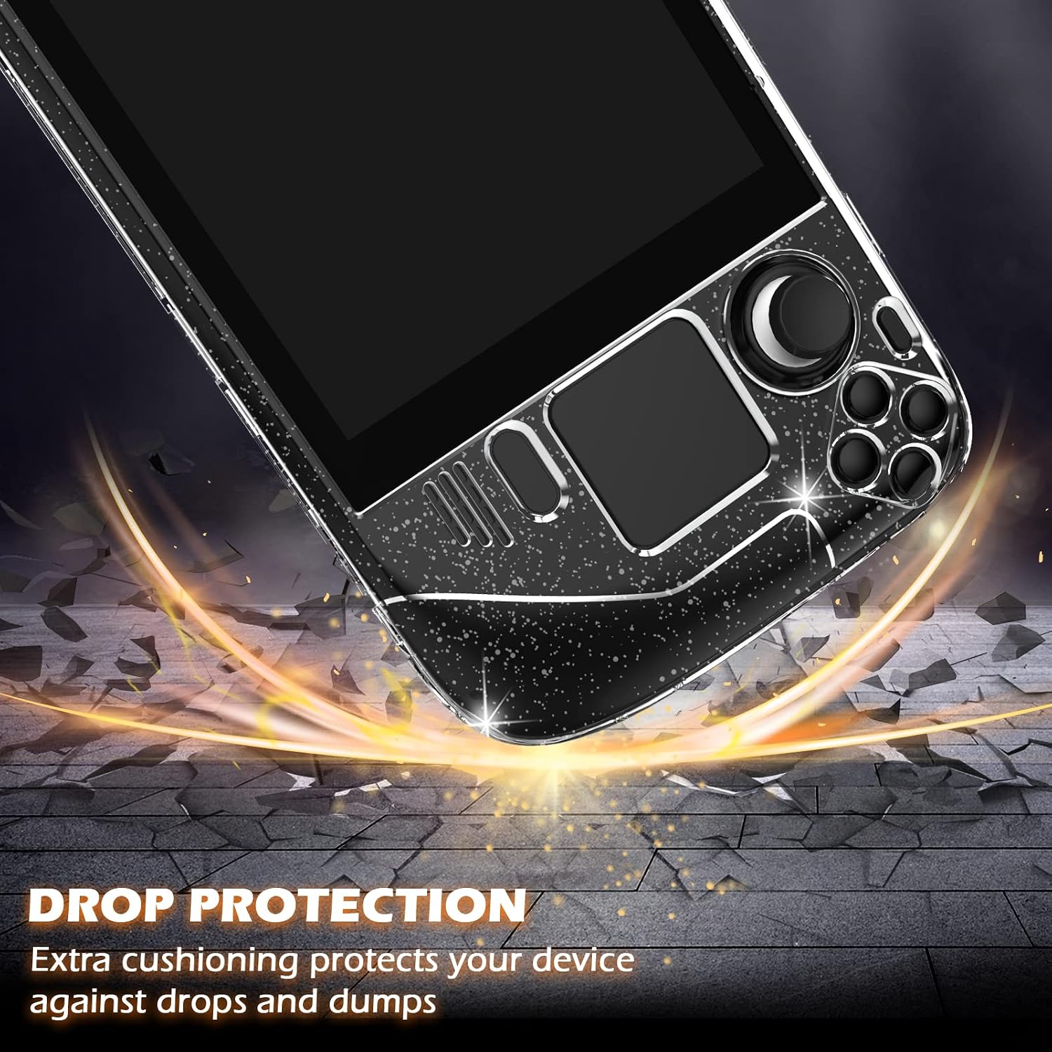Daydayup Kickstand Protective Case for Steam Deck, Cover Protector with Stand Base, Full Protective Cover Case Compatible with Vavle Steam Deck Accessories, Non-Slip and Anti-Scratch Design,Glitter
