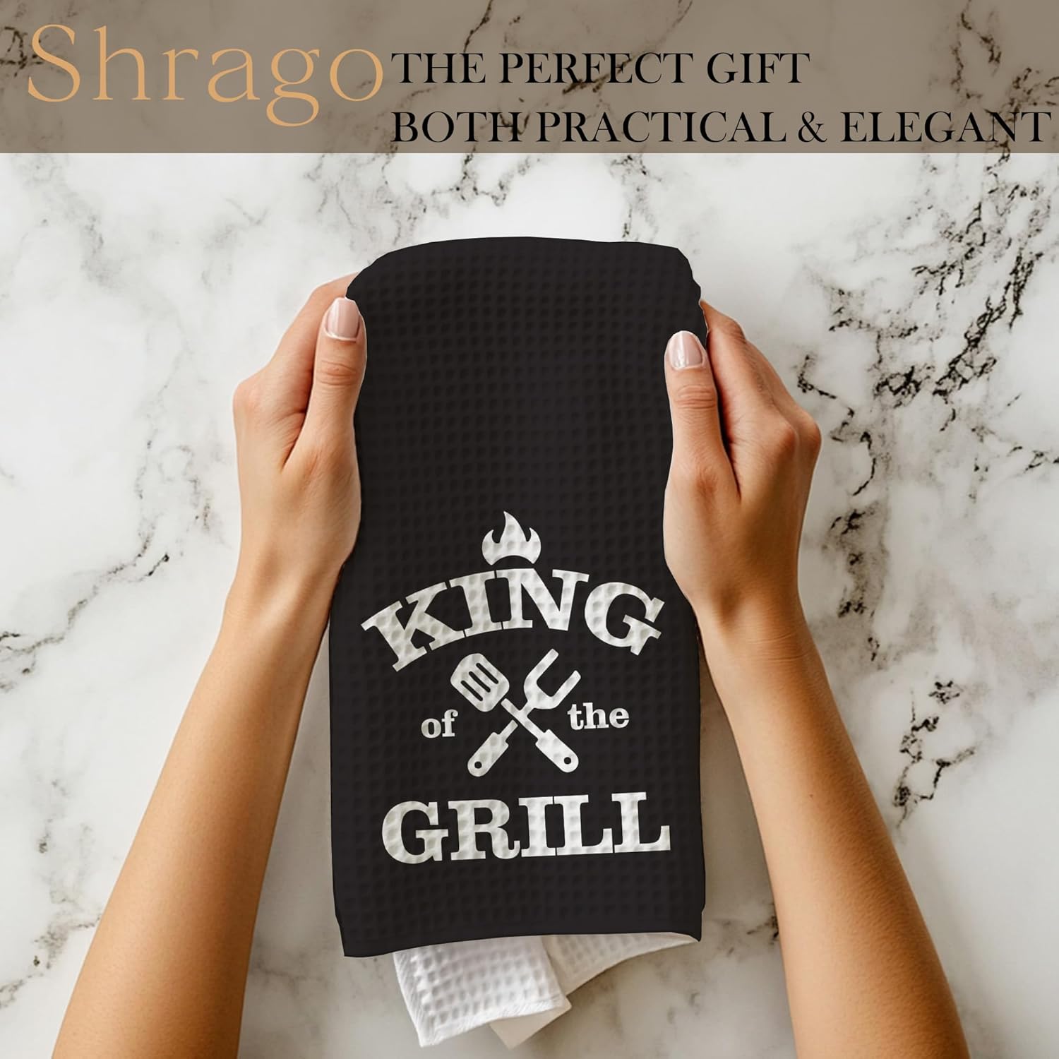 Funny Kitchen Towels, Personalized Grilling Gifts for Men, BBQ Grilling Cooking Dish Tea Towels for Kitchen, King of The Grill Decorative Hand Towel, 16x24 Inch - Image 7