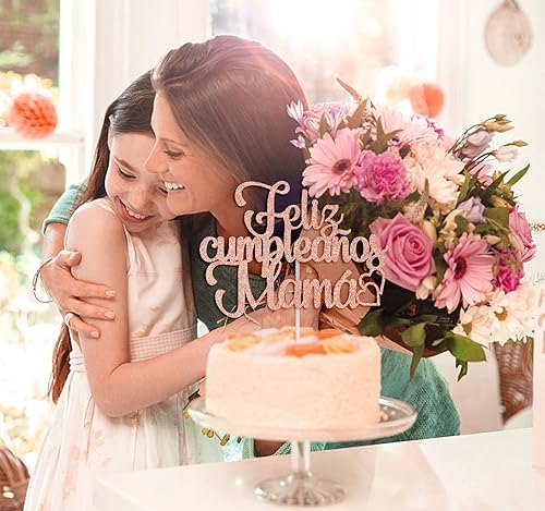 Miniatura 2 de Feliz Cumpleaños Mama Cake Topper, Best Mom Ever, Feliz Día de la Madre, Decoración de Fiesta de Cumpleaños de Mamá Oro Rosa Purpurina