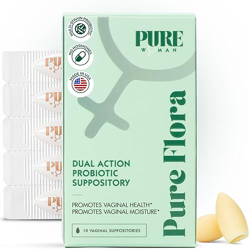 Pure Flora - Supositorios vaginales probióticos de doble acción, 10 unidades, promueve la salud y la humedad vaginales