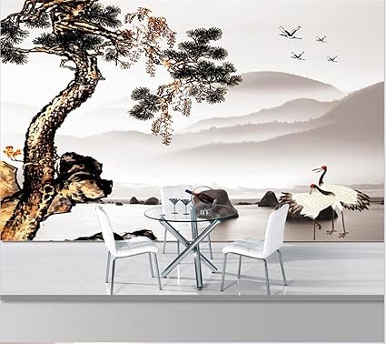 Amazon カスタマイズされた大きな壁画3d壁紙中国のインクの木の背景リビングルームの背景の壁紙 350cm 245cm 壁紙
