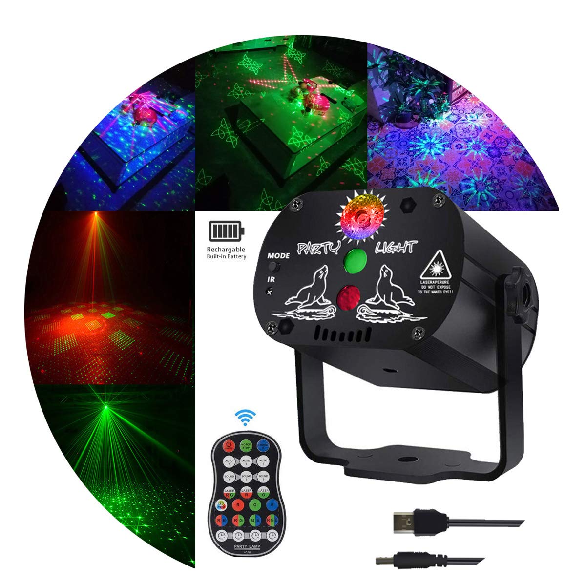 Stage Lights Disco Party LED Lights Sound Activated for Xmas Bar Halloween Decorations Karaoke Pub KTV Dance Gift Birthday Wedding