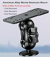 Vista 2 de Soporte de buscador de peces de aleación de aluminio con placa rectangular de bola de 1.5 pulgadas y base redonda, brazo corto de 3.5 pulgadas