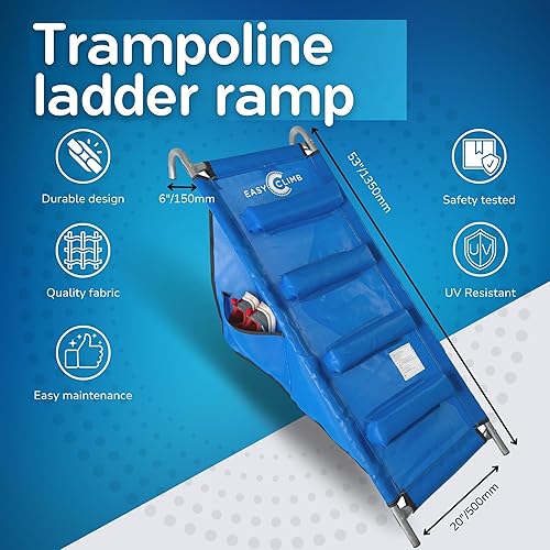 Miniatura 2 de Escalera de trampolín, escalones de trampolín, rampa de trampolín, accesorios de trampolín para niños, escalones anchos, diseño a prueba de clima,