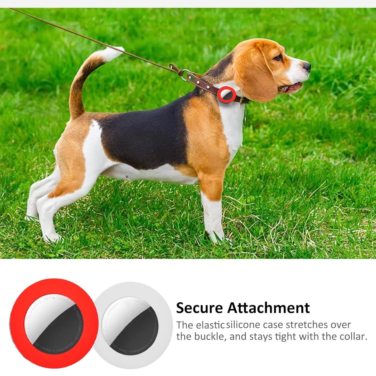 Small Premium Silicone Pet Collar Case (2 Pack), for Apple GPS Tracking Air-tag - Image 3