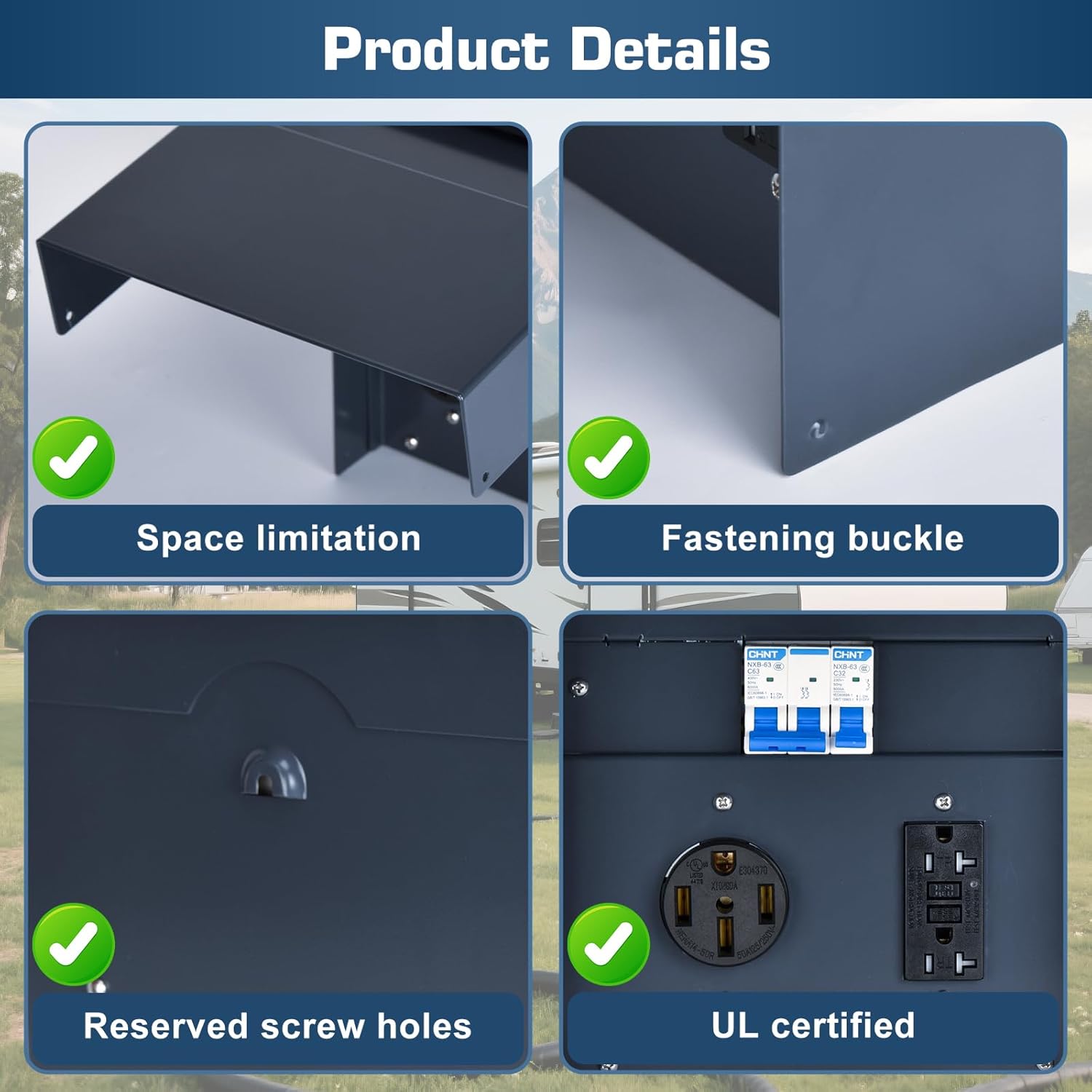 Temporary Power RV Outlet Box Panel with UL Listed 20 50 Amp Receptacle and Breaker, RV Electrical Panel with Outdoor Weatherproof Corrosion-Resistant Coating ‌Metal Enclosure