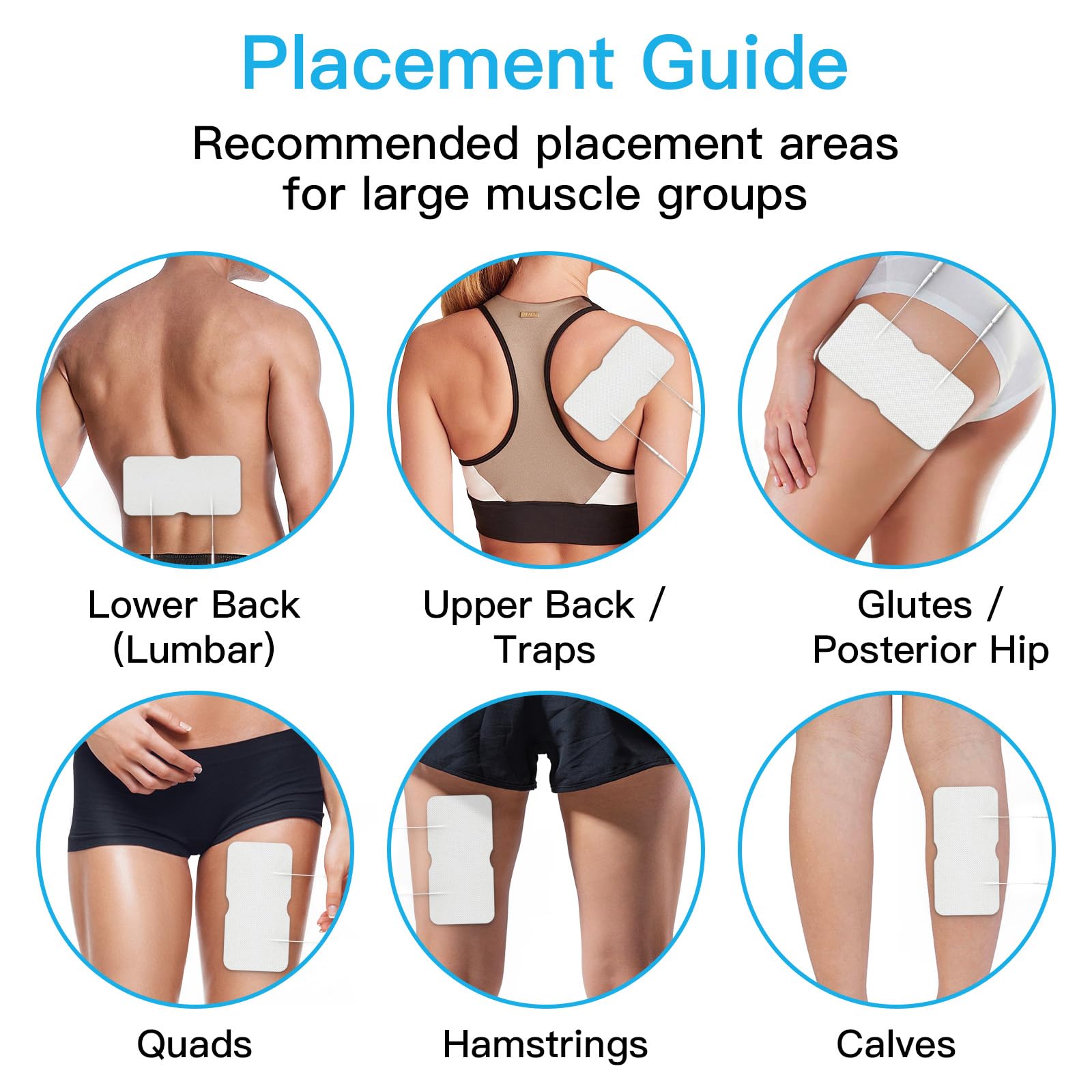 DOMAS Large TENS Pads for Lower-Back Pain Relief, Compatible with TENS 7000 and Other 2.0mm Pin Units, 4"×8", Dual-Lead, Reusable, Latex-Free, 4-Pack — Amazon image 4
