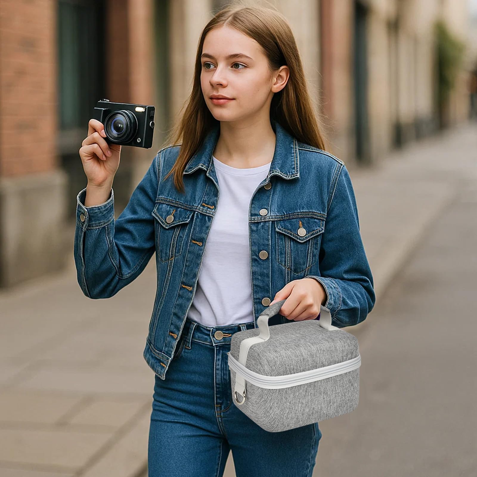 Funda para cámara KODAK/NIKICAM/para AOREGRE/para VJIANGER 5K 4K cámara digital y organizador de almacenamiento para cámara de vlogging, negro (solo caja) (gris)