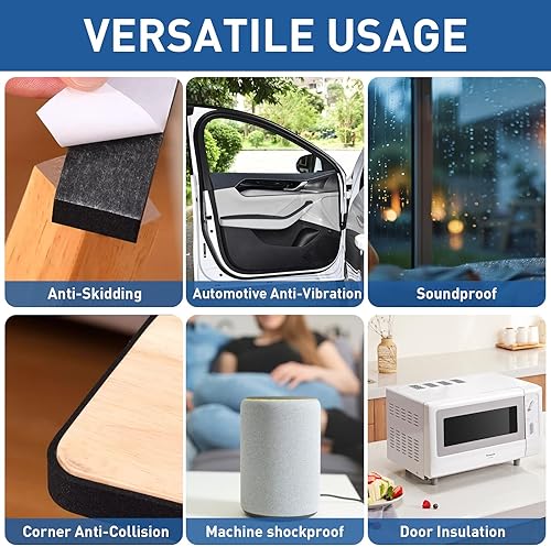 Miniatura 5 de TamBee Cinta de espuma de 12 pulgada de ancho x 12 pulgada de grosor, tira de espuma de alta densidad, autoadhesiva, tira de sellado de goma de