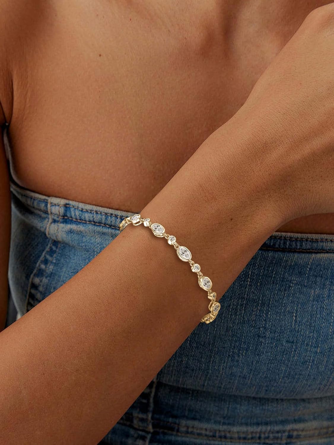 Oval Moissanite Link Bracelet for Women, 3.6cttw D Color VVS1 925 Sterling Silver Adjustable Oval Moissanite Bracelets for Mom Wife Birthday Jewelry Gifts - Image 6
