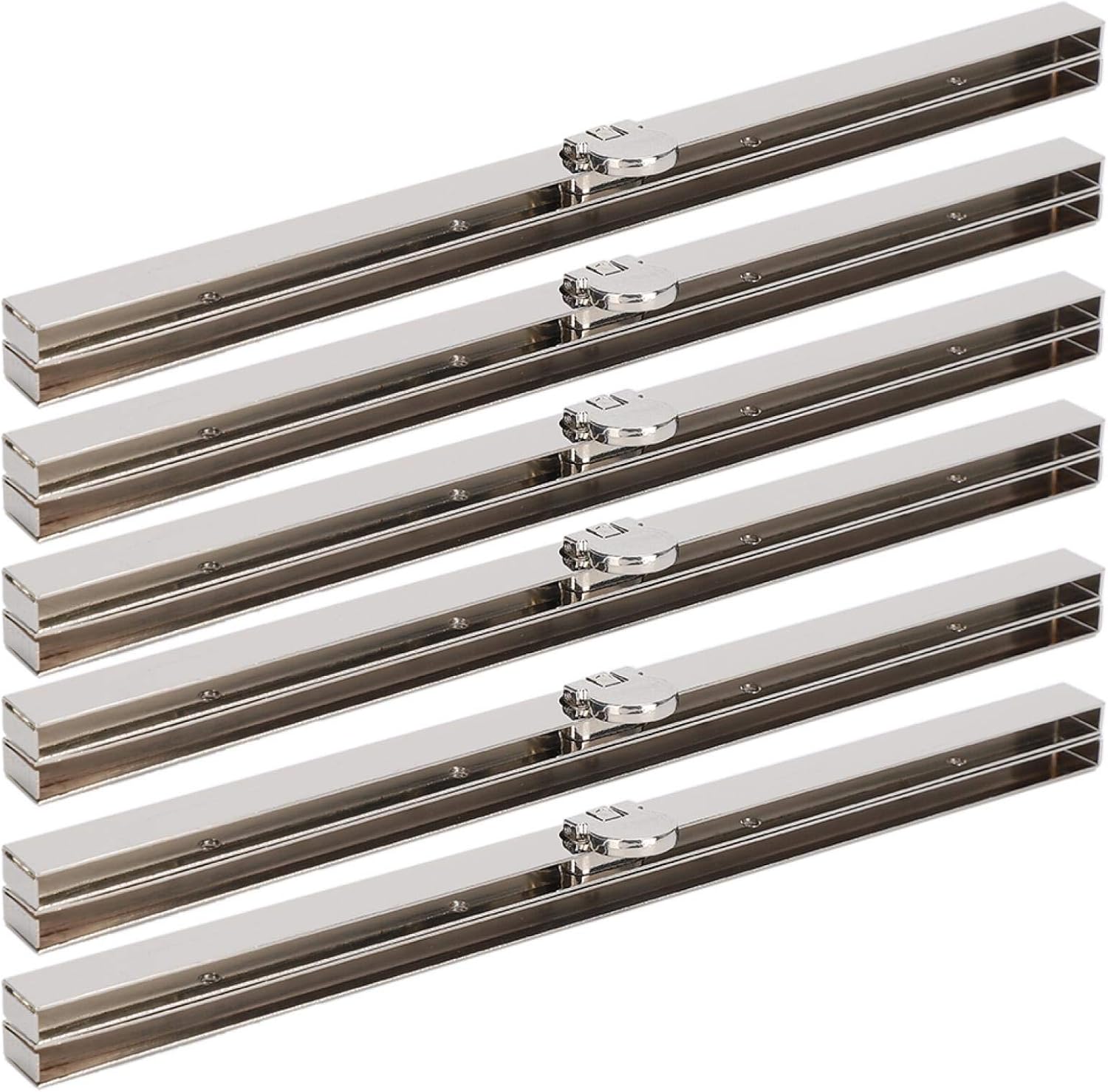6Pcs Wallet Frame Strip Clasp, Metal Purse Frame Kiss Clasp Lock, 7.5inch Wallet Clasp, Openable Bar Leather Bag for Purse Wallet Bag Making(Silver)