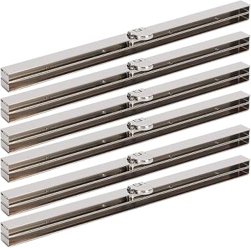 Milltrip 6Pcs Wallet Frame Strip Clasp, Metal Purse Frame Kiss Clasp Lock, 7.5inch Wallet Clasp, Openable Leather Bag Clip for Purse Wallet Bag MakingSilver