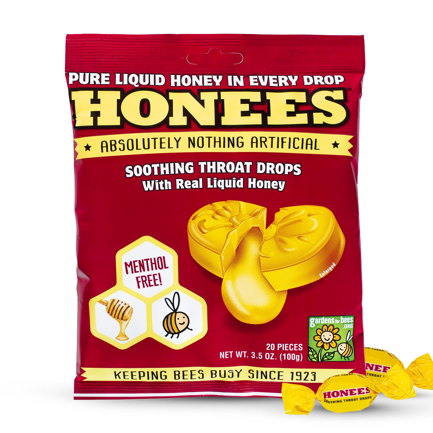 Honees, Soothing Throat Drops, Honey, 20 King Size Drops