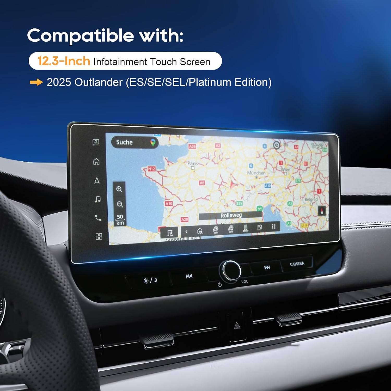 For 2025 Mitsubishi Outlander Screen Protector 2025 Outlander (ES/SE/SEL/Platinum Edition) 12.3 Inch Navi Touchscreen [Matte Glass] 2025 Outlander Accessories Anti-Glare Matte 9H Tempered Glass