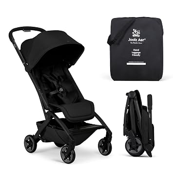Joolz Aer2 Lightweight Travel Stroller for Baby & Toddler One-Hand Fold, Compact Carry-On Airplane Approved, Reclining Seat, UPF 50+ Canopy, Travel Pouch, Baby Net Space Black