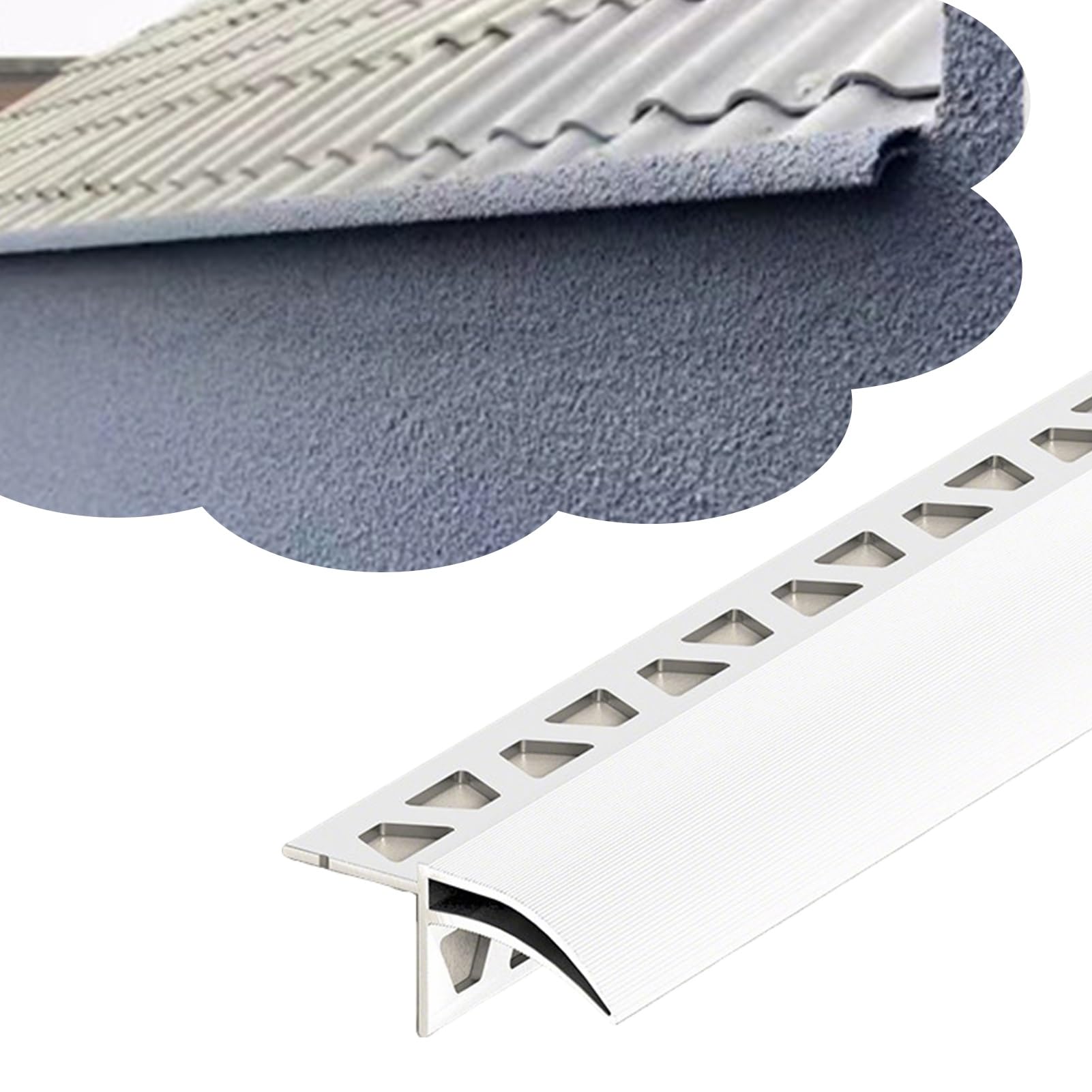 Aluminum Rainwater Diverter Profile, Anti-Moisture Waterproof Roof Wall Edge Protector, Embedded Rainwater Drainage Eaves Drip Edge Trim(W50mm/2.0in,6pack-7.5m)
