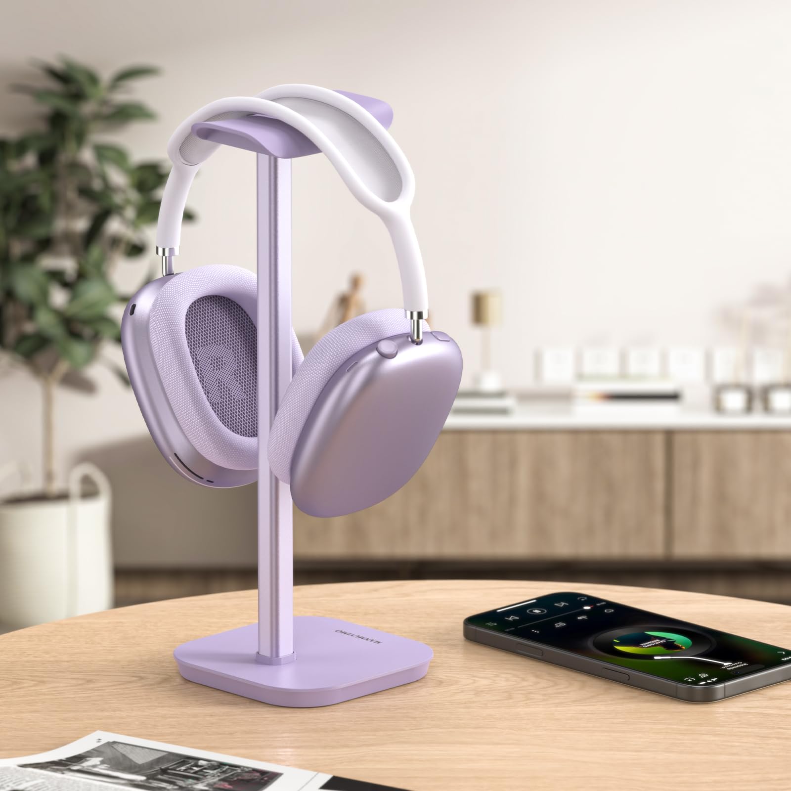 Support de casque de bureau (violet) - Base lourde - Support en aluminium pour casque de jeu - Pour AirPods Max, AirPods, AirPods Pro, Beats, Bose